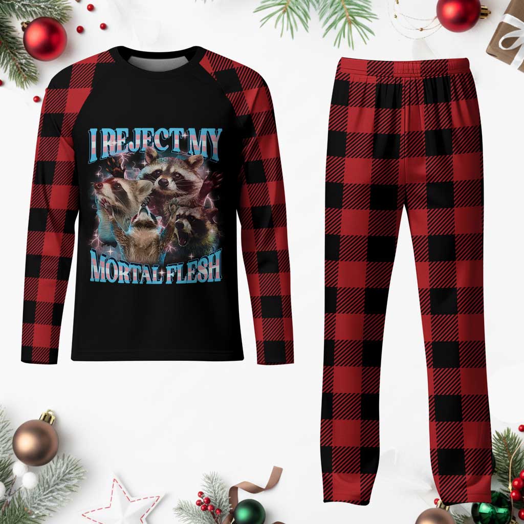 Funny LGBT Trans Pride Plaid Pajama Set I Reject My Mortal Flesh Transgender Racoon Bootleg TS10 Buffalo Plaid Print Your Wear