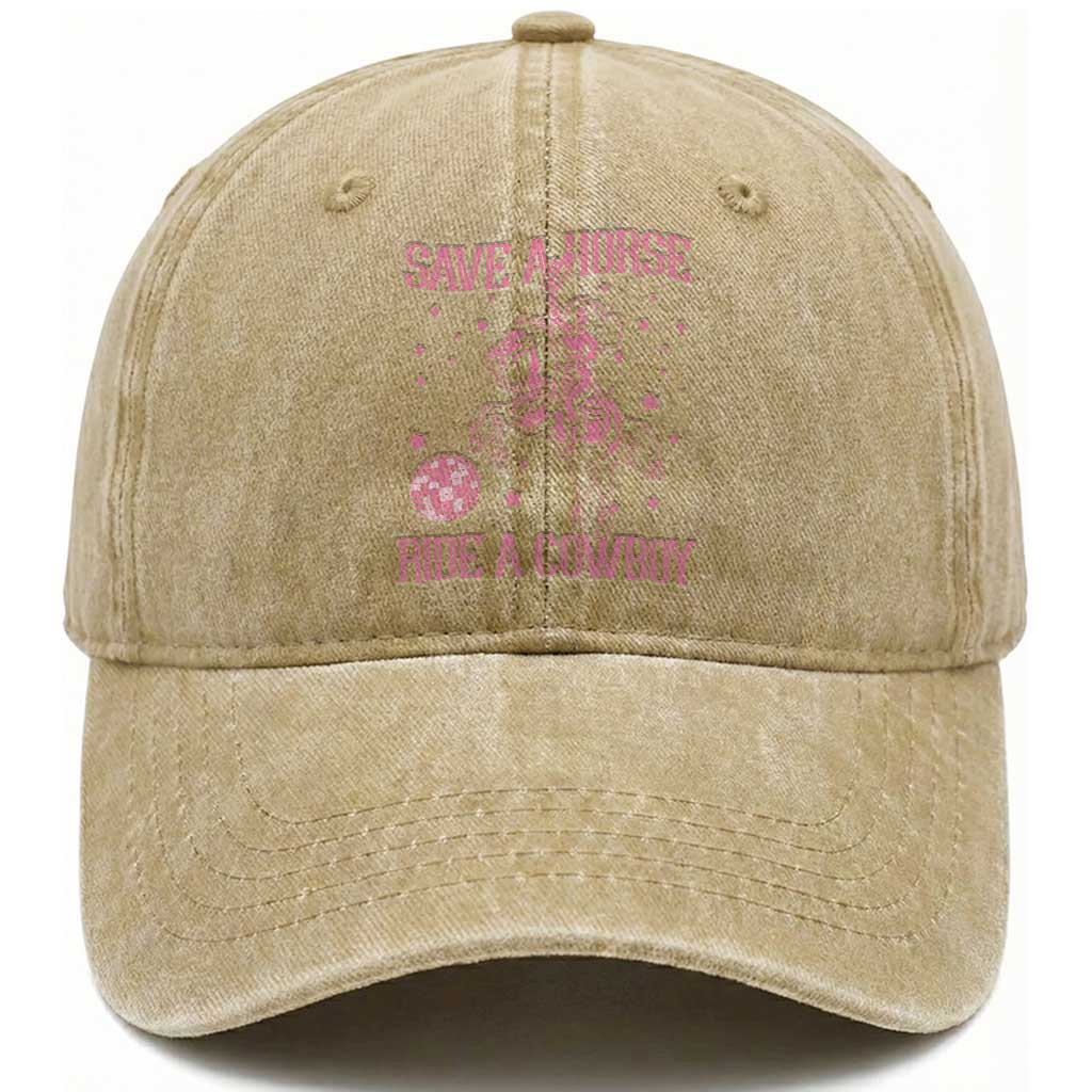 Save a Horse Ride A Cowboy Washed Cotton Baseball Cap Funny Cowgirl Western Style TS10 Print Your Wear