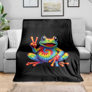 Tie-Dye Frog Peace Sign Hippie Throw Blanket Toad Trends Effect Printing TS10 Print Your Wear