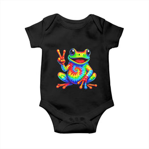 Tie-Dye Frog Peace Sign Hippie Baby Onesie Toad Trends Effect Printing TS10 Black Print Your Wear