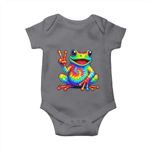 Tie-Dye Frog Peace Sign Hippie Baby Onesie Toad Trends Effect Printing TS10 Charcoal Print Your Wear