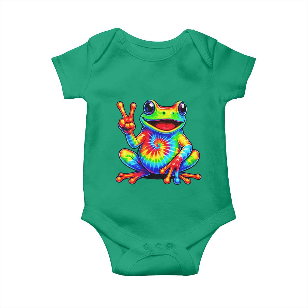 Tie-Dye Frog Peace Sign Hippie Baby Onesie Toad Trends Effect Printing TS10 Irish Green Print Your Wear