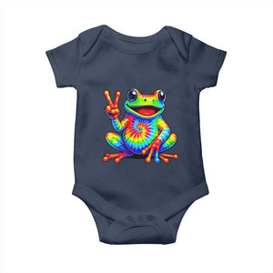 Tie-Dye Frog Peace Sign Hippie Baby Onesie Toad Trends Effect Printing TS10 Navy Print Your Wear