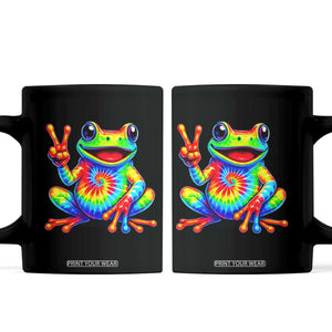 Tie-Dye Frog Peace Sign Hippie Coffee Mug Toad Trends Effect Printing TS10 Black Print Your Wear