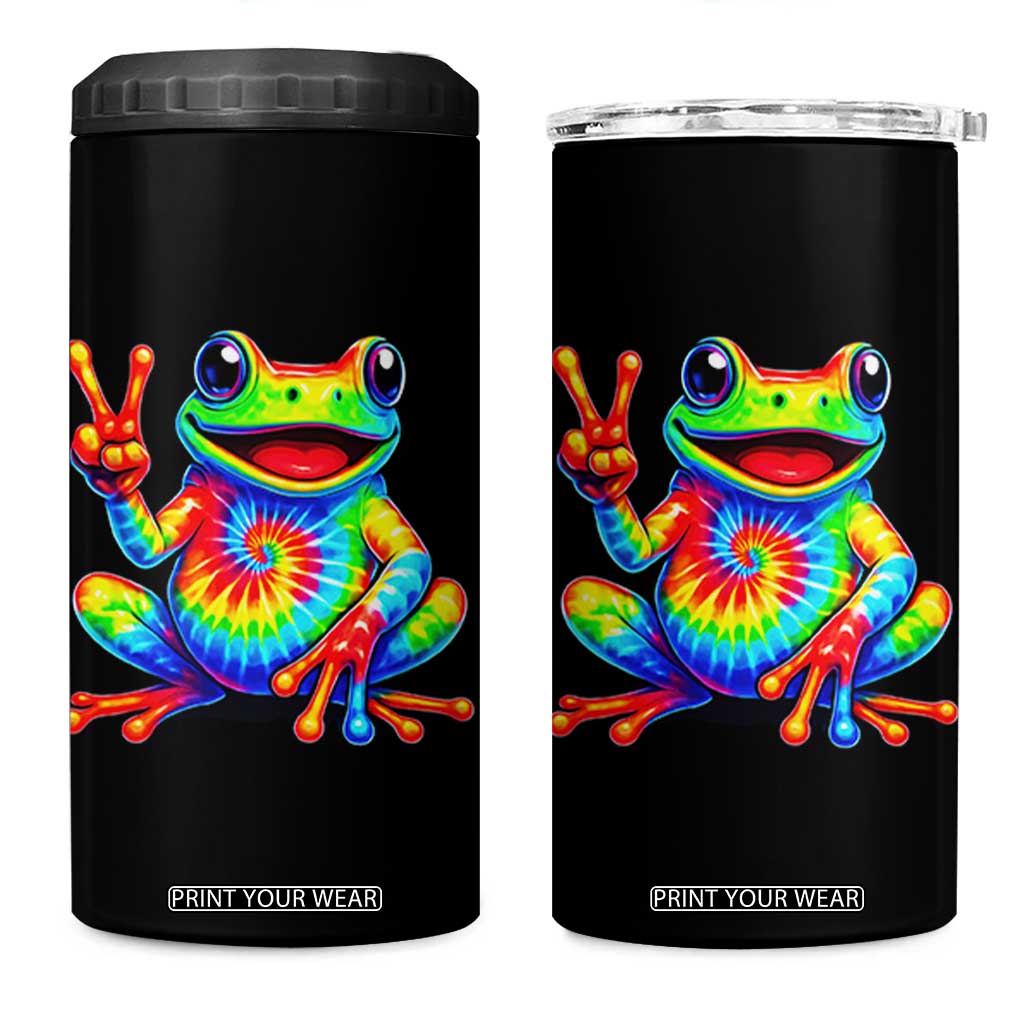 Tie-Dye Frog Peace Sign Hippie 4 in 1 Can Cooler Tumbler Toad Trends Effect Printing TS10 One Size: 16 oz Black Print Your Wear