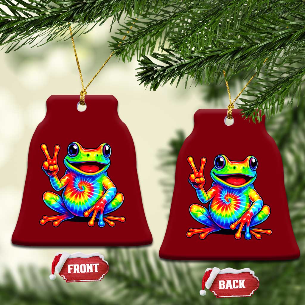 Tie-Dye Frog Peace Sign Hippie Ceramic Ornament Toad Trends Effect Printing TS10 Print Your Wear