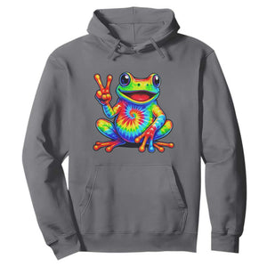 Tie-Dye Frog Peace Sign Hippie Hoodie Toad Trends Effect Printing TS10 Charcoal Print Your Wear