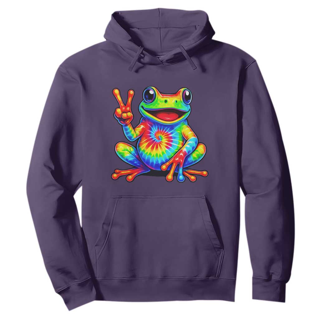 Tie-Dye Frog Peace Sign Hippie Hoodie Toad Trends Effect Printing TS10 Purple Print Your Wear