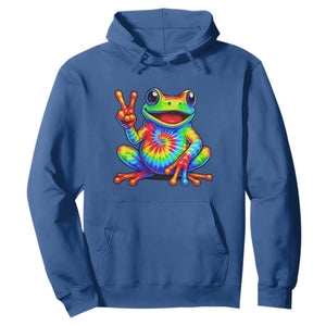 Tie-Dye Frog Peace Sign Hippie Hoodie Toad Trends Effect Printing TS10 Royal Blue Print Your Wear