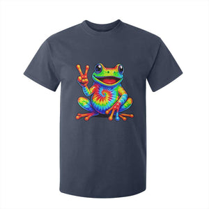 Tie-Dye Frog Peace Sign Hippie T Shirt For Kid Toad Trends Effect Printing TS10 Navy Print Your Wear