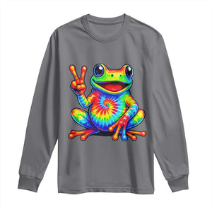 Tie-Dye Frog Peace Sign Hippie Long Sleeve Shirt Toad Trends Effect Printing TS10 Charcoal Print Your Wear