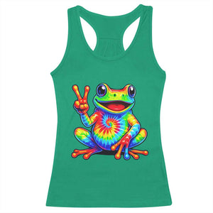Tie-Dye Frog Peace Sign Hippie Racerback Tank Top Toad Trends Effect Printing TS10 Irish Green Print Your Wear