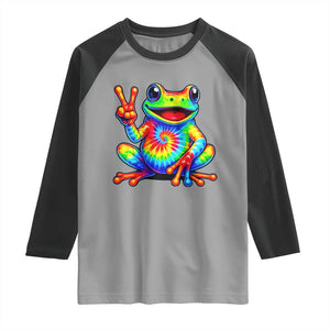 Tie-Dye Frog Peace Sign Hippie Raglan Shirt Toad Trends Effect Printing TS10 Sport Gray Black Print Your Wear