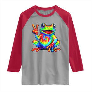 Tie-Dye Frog Peace Sign Hippie Raglan Shirt Toad Trends Effect Printing TS10 Sport Gray Red Print Your Wear