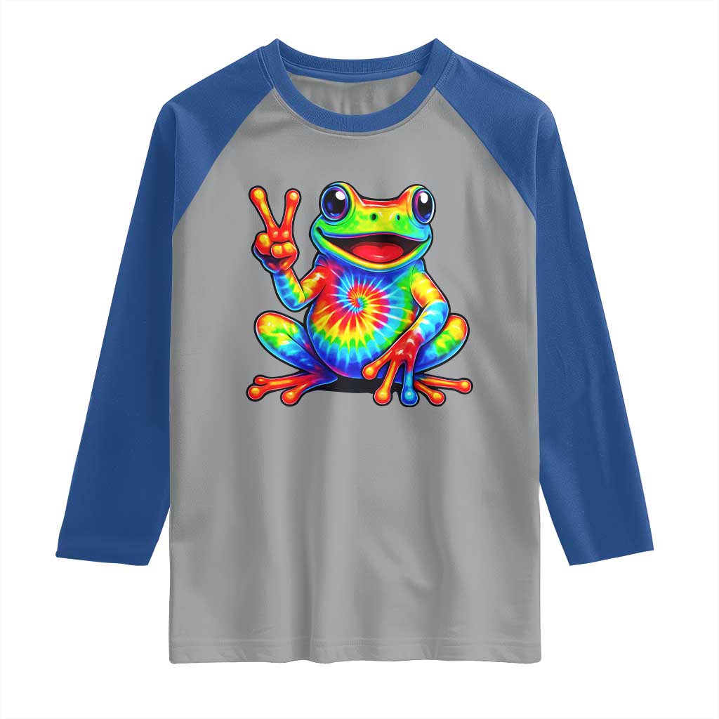 Tie-Dye Frog Peace Sign Hippie Raglan Shirt Toad Trends Effect Printing TS10 Sport Gray Royal Print Your Wear
