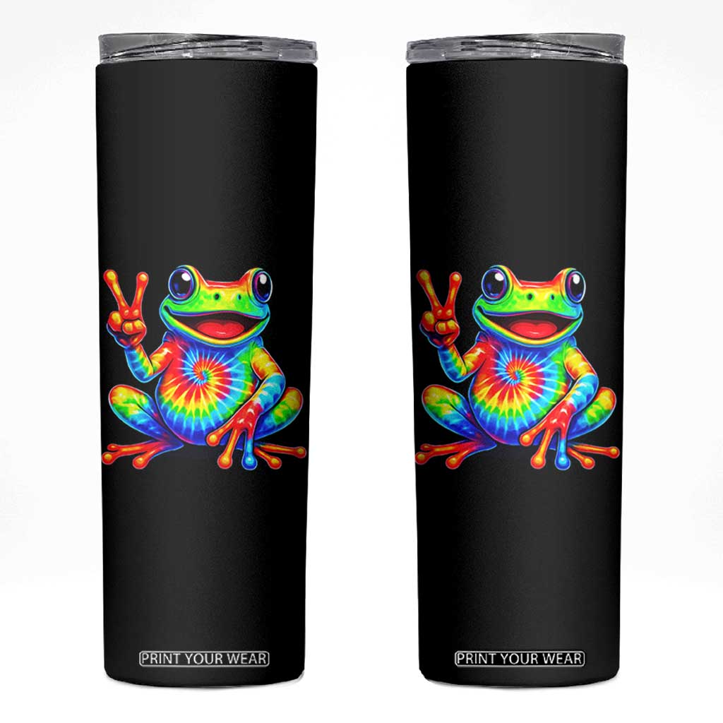 Tie-Dye Frog Peace Sign Hippie Skinny Tumbler Toad Trends Effect Printing TS10 Black Print Your Wear