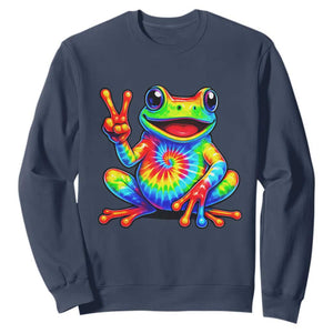Tie-Dye Frog Peace Sign Hippie Sweatshirt Toad Trends Effect Printing TS10 Navy Print Your Wear