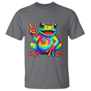 Tie-Dye Frog Peace Sign Hippie T Shirt Toad Trends Effect Printing TS10 Charcoal Print Your Wear