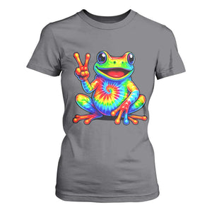 Tie-Dye Frog Peace Sign Hippie T Shirt For Women Toad Trends Effect Printing TS10 Charcoal Print Your Wear