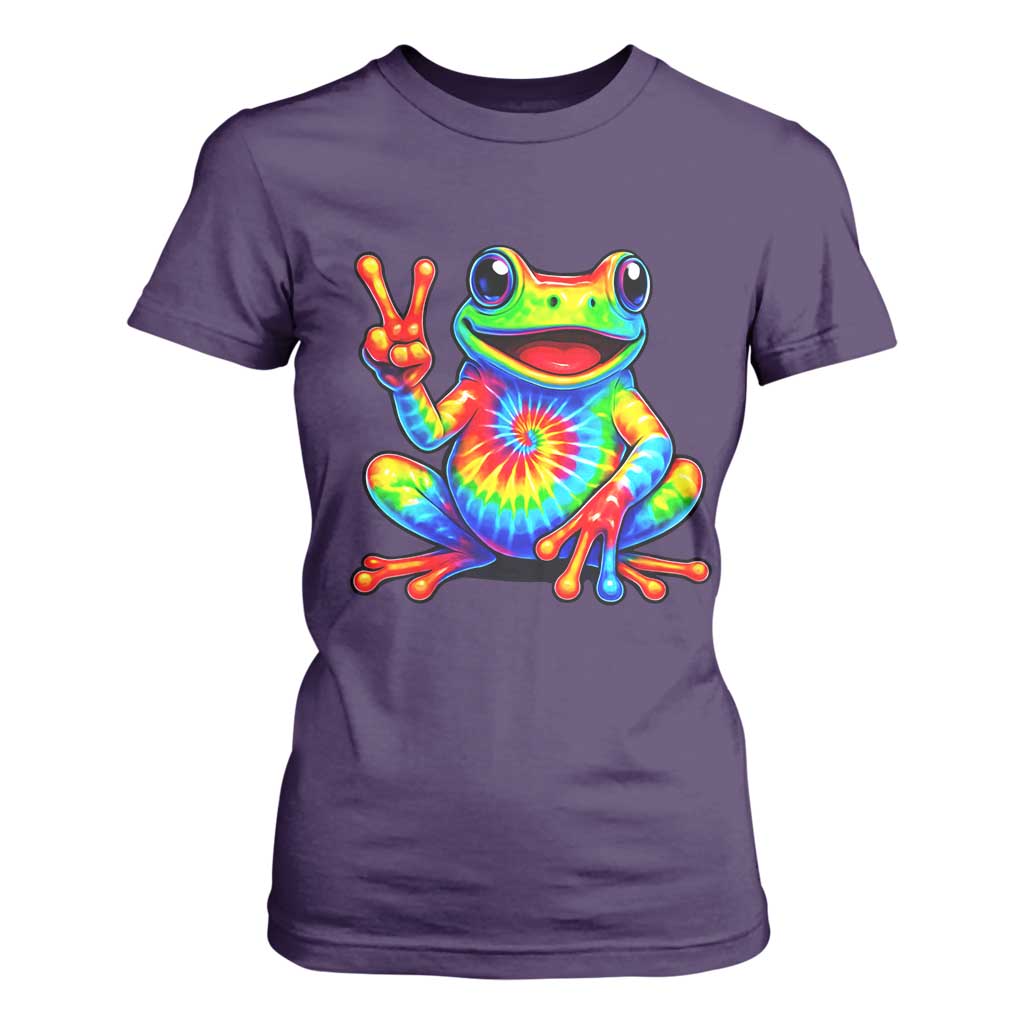 Tie-Dye Frog Peace Sign Hippie T Shirt For Women Toad Trends Effect Printing TS10 Purple Print Your Wear