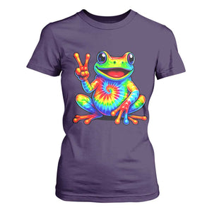 Tie-Dye Frog Peace Sign Hippie T Shirt For Women Toad Trends Effect Printing TS10 Purple Print Your Wear