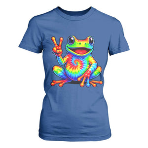 Tie-Dye Frog Peace Sign Hippie T Shirt For Women Toad Trends Effect Printing TS10 Royal Blue Print Your Wear