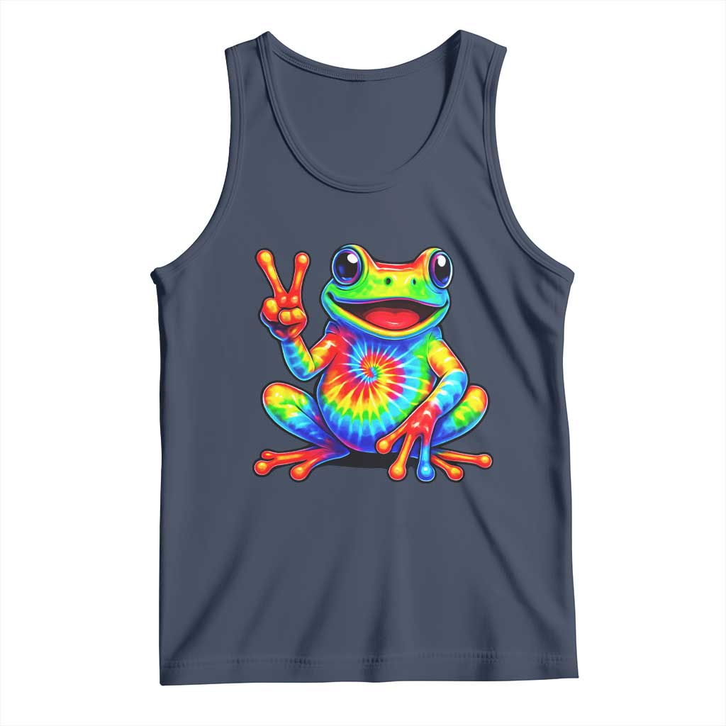 Tie-Dye Frog Peace Sign Hippie Tank Top Toad Trends Effect Printing TS10 Navy Print Your Wear
