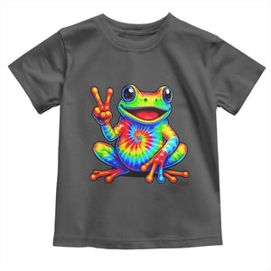 Tie-Dye Frog Peace Sign Hippie Toddler T Shirt Toad Trends Effect Printing TS10 Dark Heather Print Your Wear