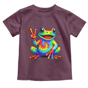 Tie-Dye Frog Peace Sign Hippie Toddler T Shirt Toad Trends Effect Printing TS10 Maroon Print Your Wear