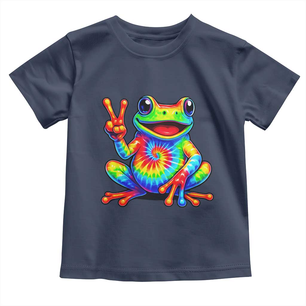 Tie-Dye Frog Peace Sign Hippie Toddler T Shirt Toad Trends Effect Printing TS10 Navy Print Your Wear