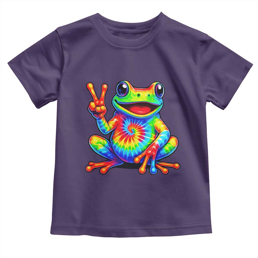 Tie-Dye Frog Peace Sign Hippie Toddler T Shirt Toad Trends Effect Printing TS10 Purple Print Your Wear