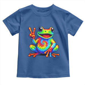 Tie-Dye Frog Peace Sign Hippie Toddler T Shirt Toad Trends Effect Printing TS10 Royal Blue Print Your Wear