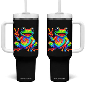 Tie-Dye Frog Peace Sign Hippie Tumbler With Handle Toad Trends Effect Printing TS10 One Size: 40 oz Black Print Your Wear
