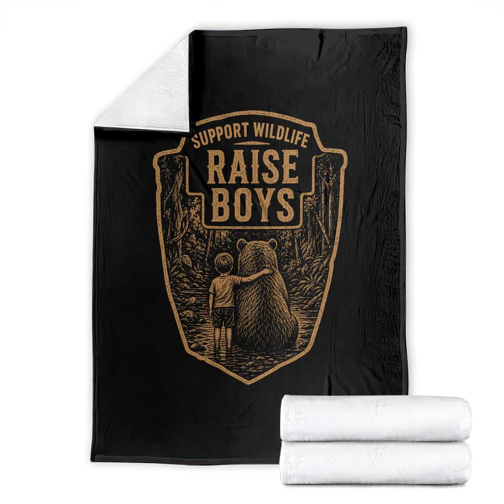 Support Wildlife Raise Boys Throw Blanket Funny Mama Bear Outdoor Family Nature Lover Gift TS10 Black Print Your Wear