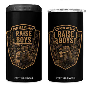 Support Wildlife Raise Boys 4 in 1 Can Cooler Tumbler Funny Mama Bear Outdoor Family Nature Lover Gift TS10 One Size: 16 oz Black Print Your Wear