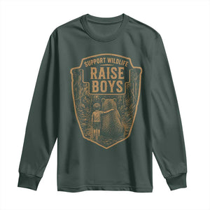Support Wildlife Raise Boys Long Sleeve Shirt Funny Mama Bear Outdoor Family Nature Lover Gift TS10 Dark Forest Green Print Your Wear