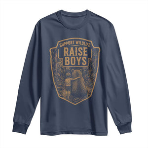 Support Wildlife Raise Boys Long Sleeve Shirt Funny Mama Bear Outdoor Family Nature Lover Gift TS10 Navy Print Your Wear
