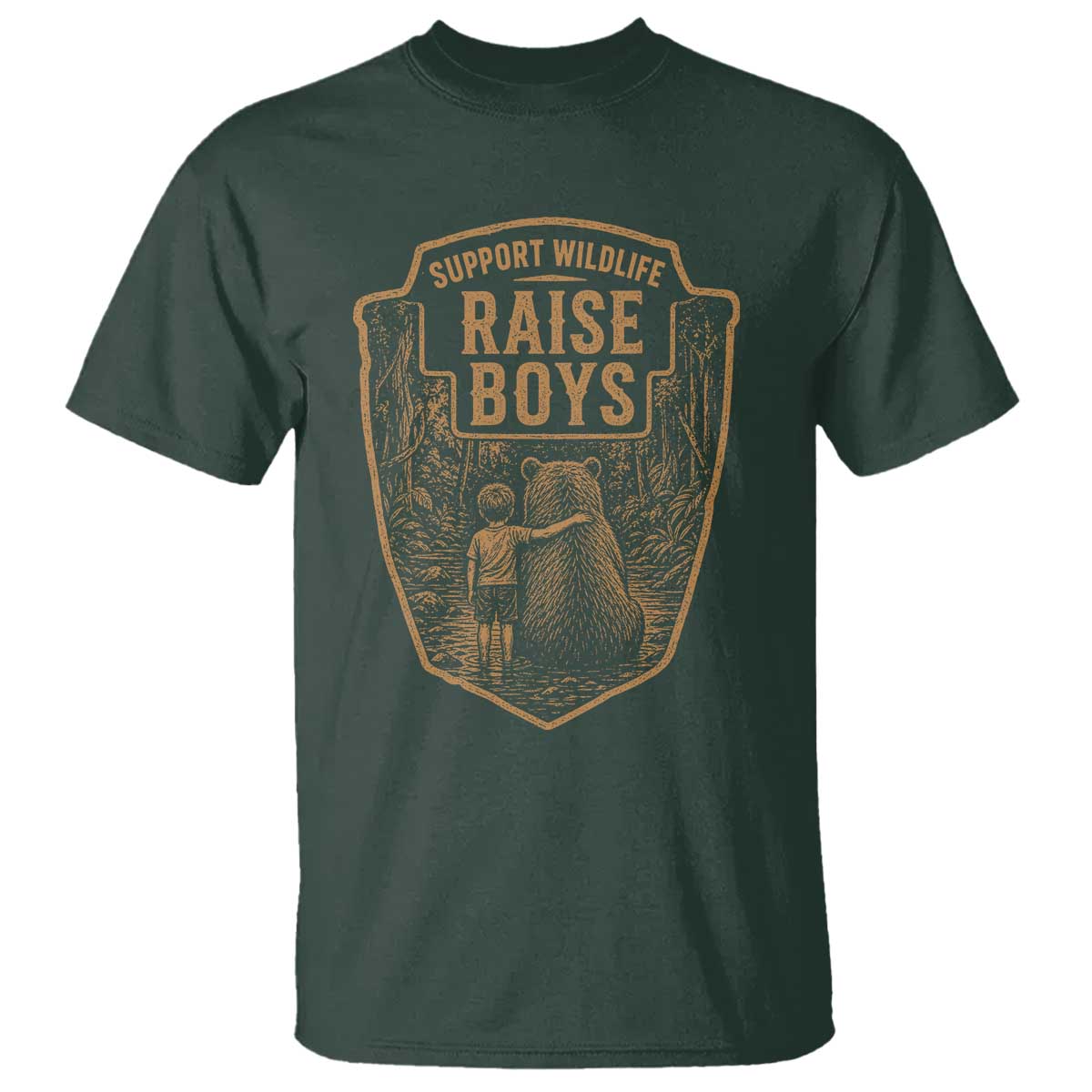 Support Wildlife Raise Boys T Shirt Funny Mama Bear Outdoor Family Nature Lover Gift TS10 Dark Forest Green Print Your Wear