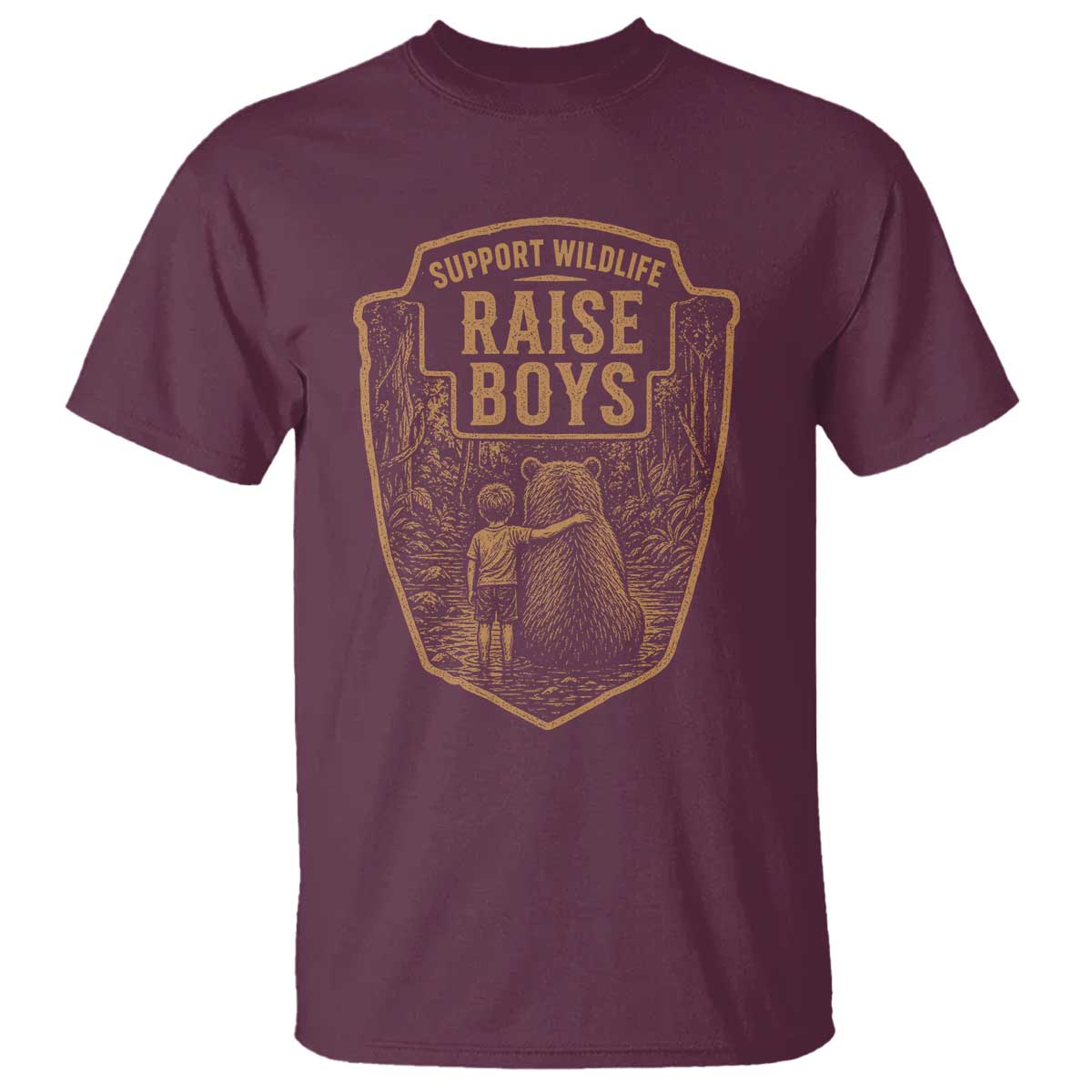 Support Wildlife Raise Boys T Shirt Funny Mama Bear Outdoor Family Nature Lover Gift TS10 Maroon Print Your Wear