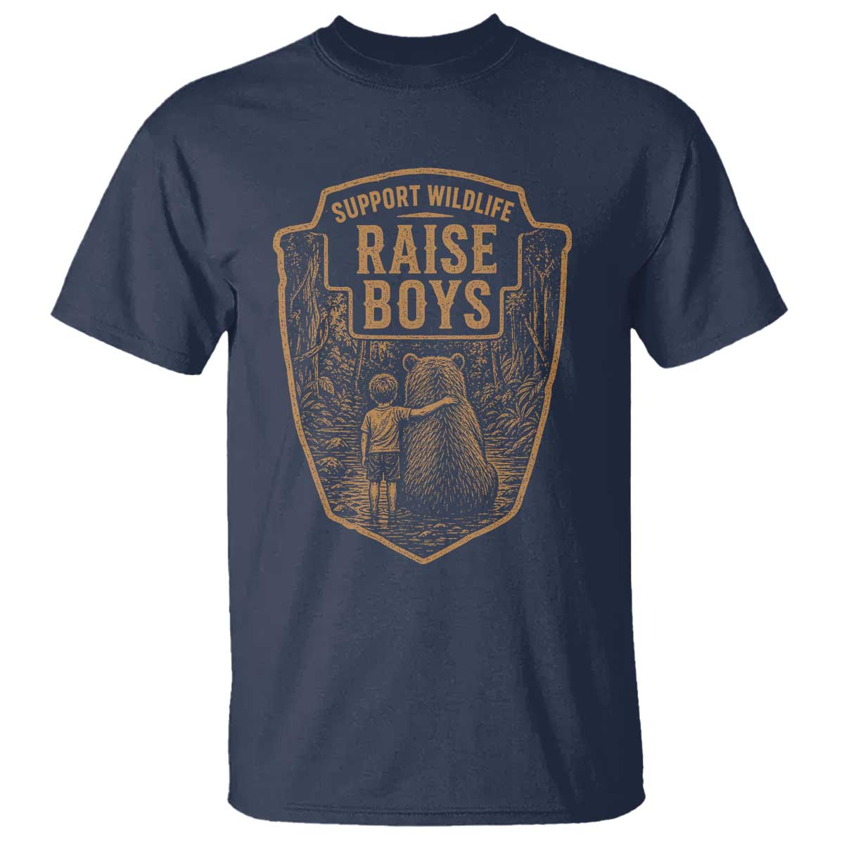 Support Wildlife Raise Boys T Shirt Funny Mama Bear Outdoor Family Nature Lover Gift TS10 Navy Print Your Wear