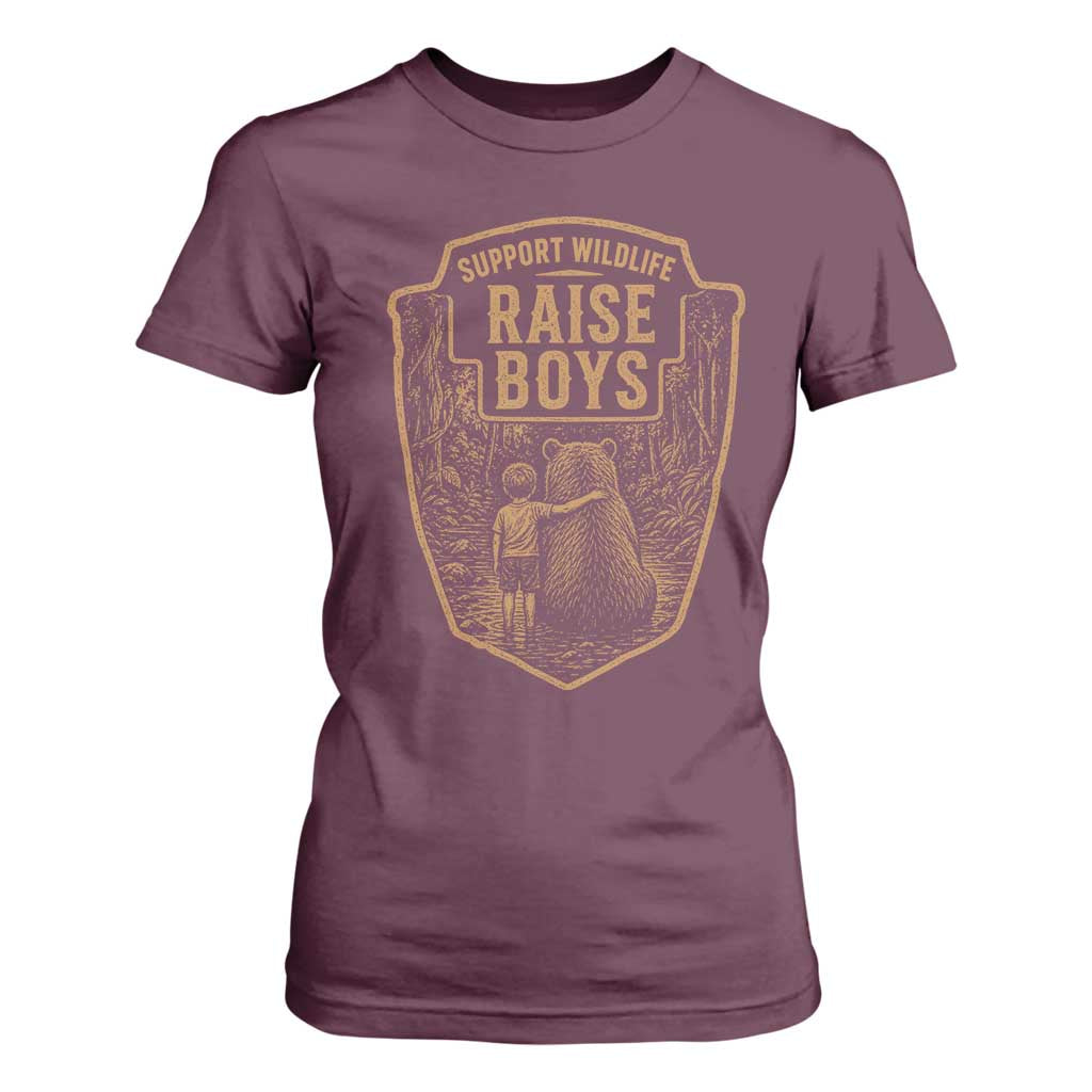 Support Wildlife Raise Boys T Shirt For Women Funny Mama Bear Outdoor Family Nature Lover Gift TS10 Maroon Print Your Wear