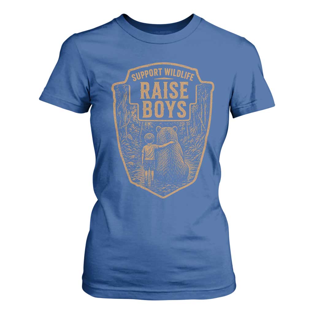 Support Wildlife Raise Boys T Shirt For Women Funny Mama Bear Outdoor Family Nature Lover Gift TS10 Royal Blue Print Your Wear