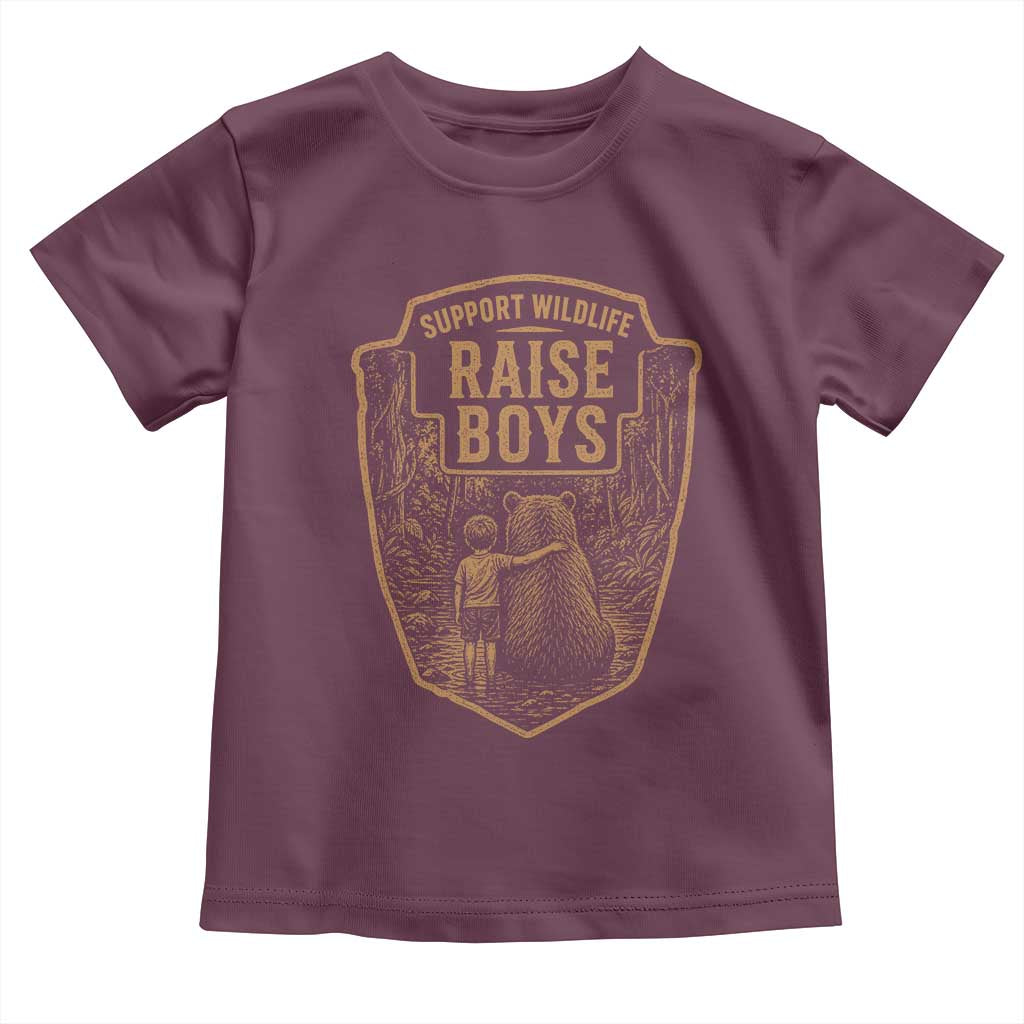 Support Wildlife Raise Boys Toddler T Shirt Funny Mama Bear Outdoor Family Nature Lover Gift TS10 Maroon Print Your Wear
