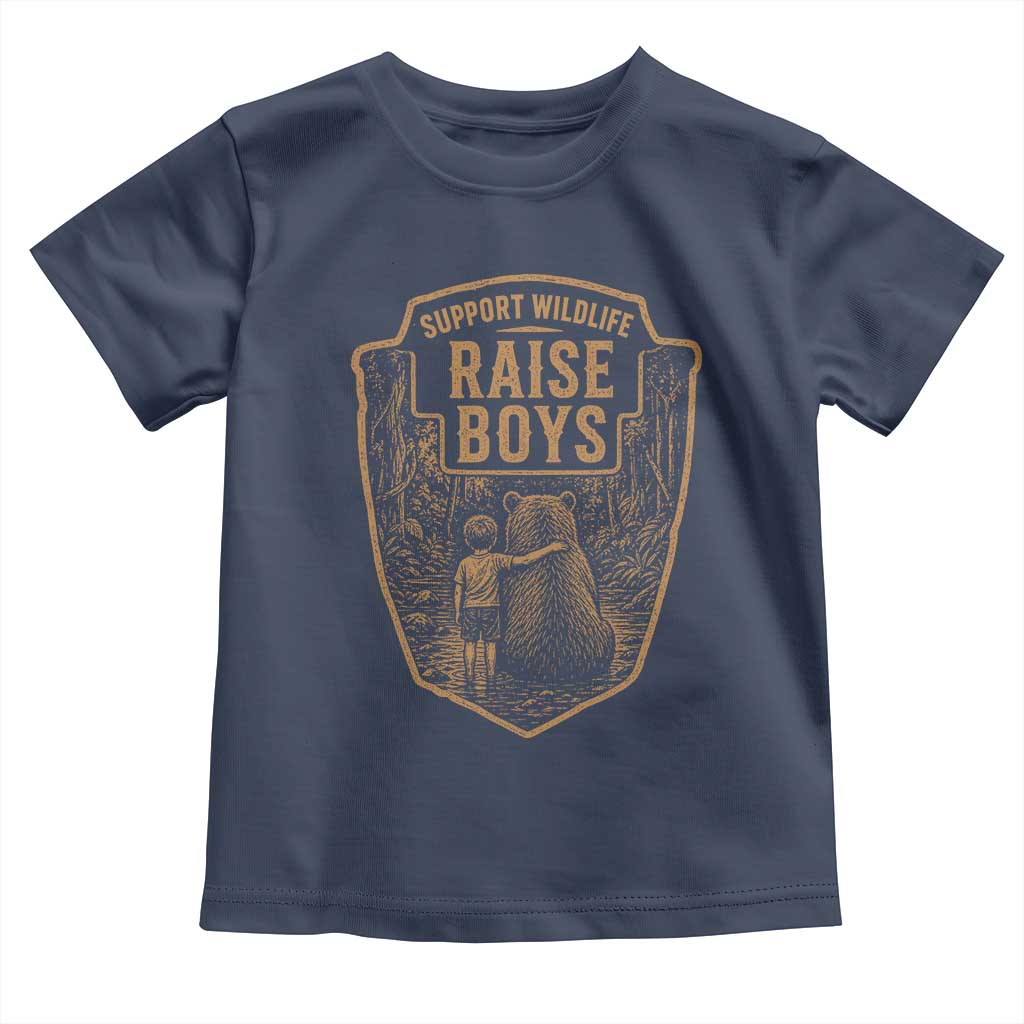 Support Wildlife Raise Boys Toddler T Shirt Funny Mama Bear Outdoor Family Nature Lover Gift TS10 Navy Print Your Wear