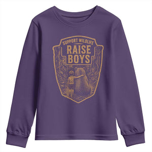 Support Wildlife Raise Boys Youth Sweatshirt Funny Mama Bear Outdoor Family Nature Lover Gift TS10 Purple Print Your Wear