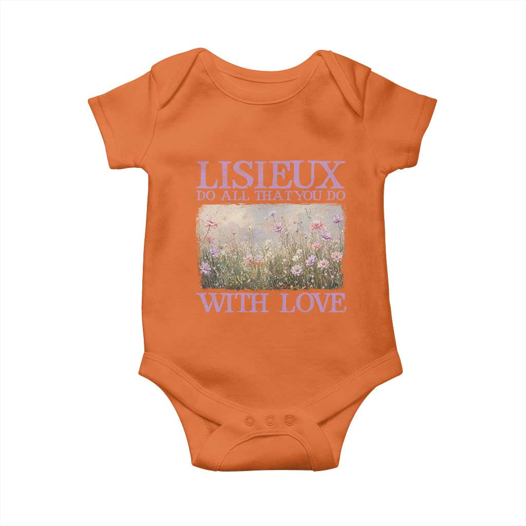 St Therese of Lisieux Baby Onesie Catholic Saint Gift for Girls Orthodox Christian TS10 Orange Print Your Wear
