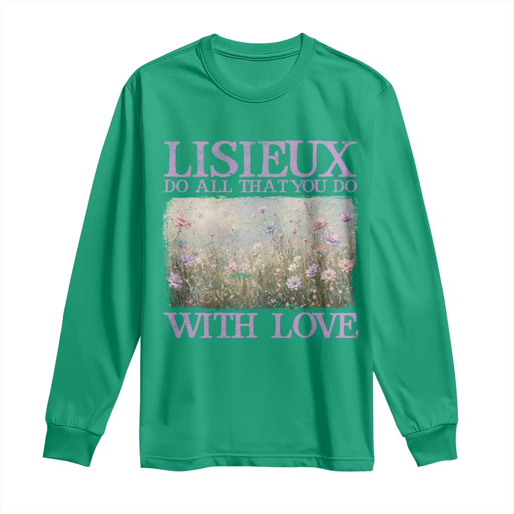 St Therese of Lisieux Long Sleeve Shirt Catholic Saint Gift for Girls Orthodox Christian TS10 Irish Green Print Your Wear