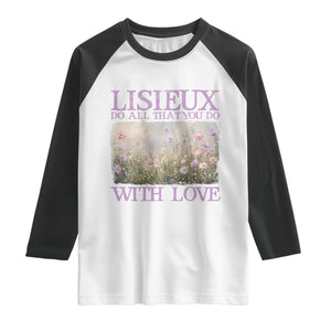 St Therese of Lisieux Raglan Shirt Catholic Saint Gift for Girls Orthodox Christian TS10 White Black Print Your Wear