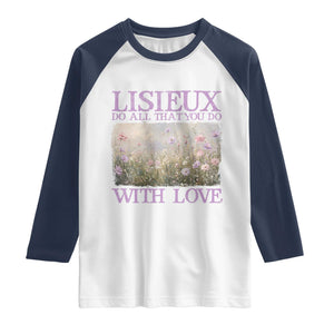 St Therese of Lisieux Raglan Shirt Catholic Saint Gift for Girls Orthodox Christian TS10 White Navy Print Your Wear