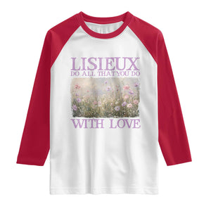St Therese of Lisieux Raglan Shirt Catholic Saint Gift for Girls Orthodox Christian TS10 White Red Print Your Wear